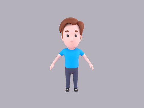 Cartoon Male Character Rigged 047 3D Модель