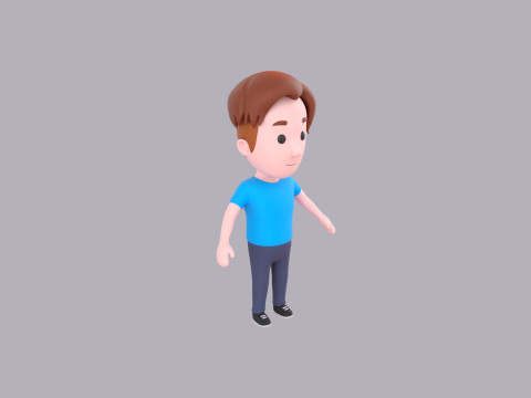 Cartoon Male Character Rigged 047 3D Модель