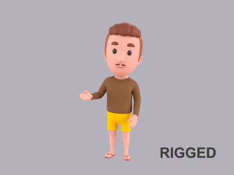 Personagem Masculino de Desenho Animado Rigged 048 Modelo 3D