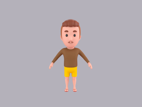 Cartoon Male Character Rigged 048 3D Model