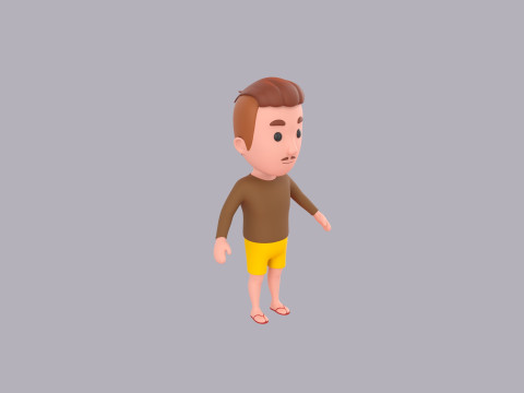 Cartoon Male Character Rigged 048 3D Model