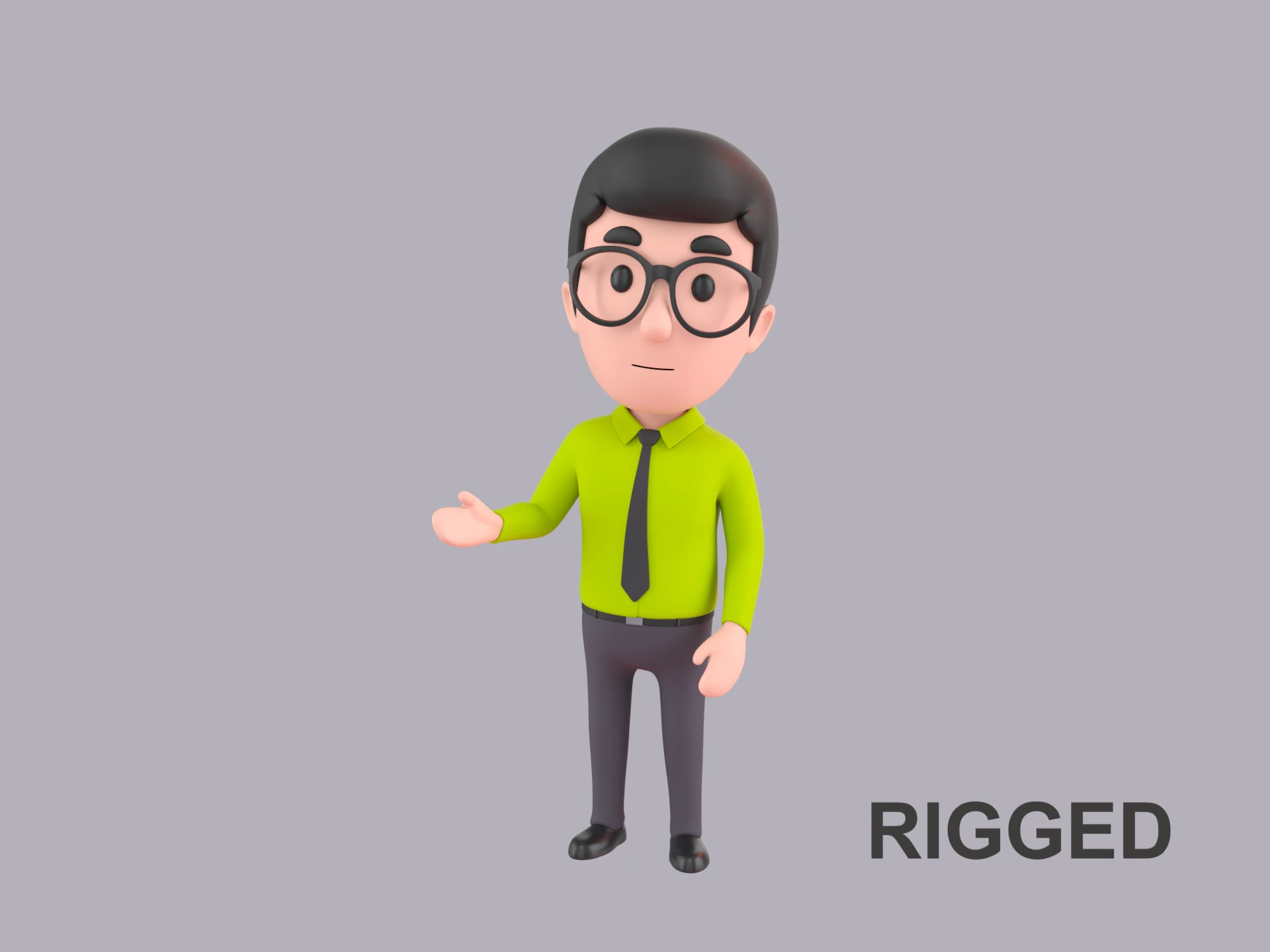 Cartoon Male Character Rigged 049 3D Model .c4d .max .obj .3ds .fbx .stl .blend