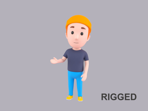 Cartoon Male Character Rigged 050 3D Модель
