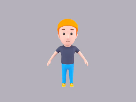 Cartoon Male Character Rigged 050 3D Model
