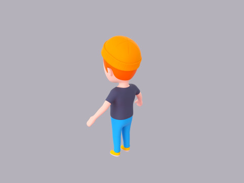 Personaggio maschile dei cartoni animati truccato 050 Modello 3D