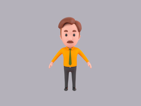 Cartoon Male Character Rigged 051 3D 모델