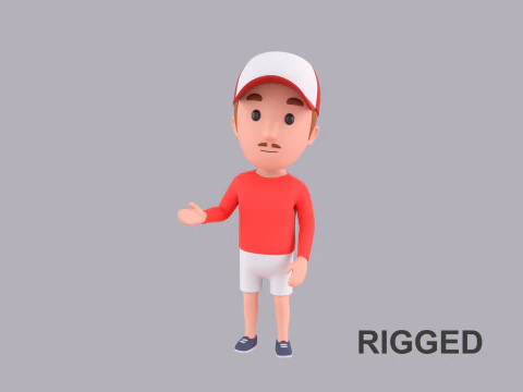 Мультяшний чоловічий персонаж підлаштований 053 3D Модель