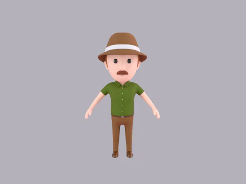 Cartoon Male Character Rigged 054 3D Model