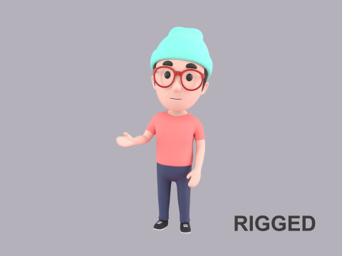 Cartoon Male Character Rigged 055 3D Модель