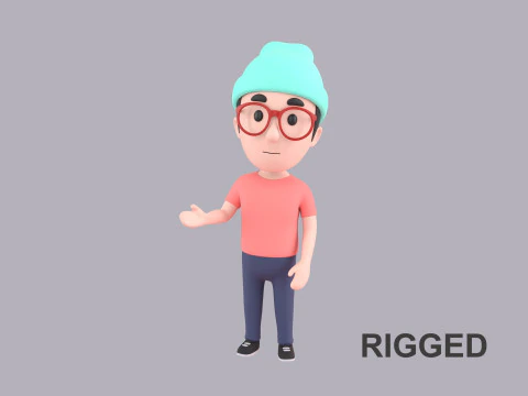 Personnage masculin de dessin anim&eacute; truqu&eacute; 055 Modèle 3D