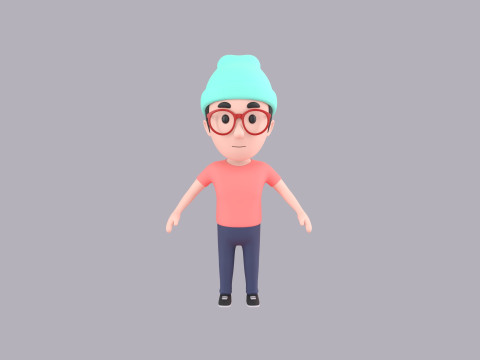Cartoon Male Character Rigged 055 Modello 3D