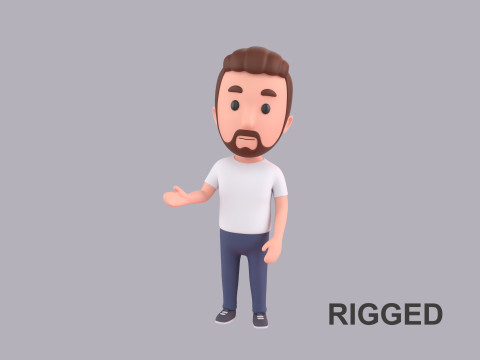Cartoon Male Character Rigged 057 3D Model