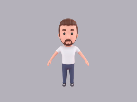 Cartoon Male Character Rigged 057 3D Model