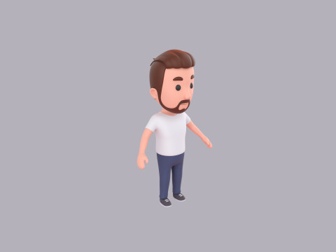 Cartoon Male Character Rigged 057 3D Model