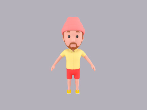 Cartoon Male Character Rigged 058 3D Model