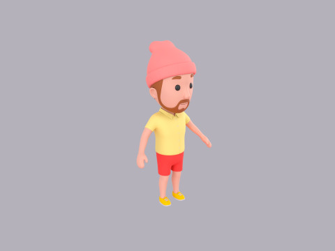 Cartoon Male Character Rigged 058 3D Model