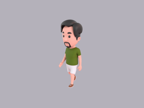 Cartoon Male Character Rigged 059 3D Модель