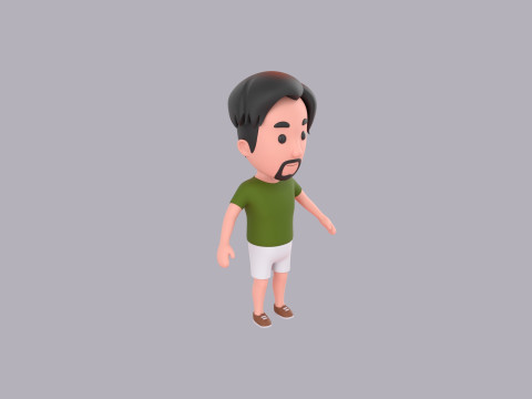 Cartoon Male Character Rigged 059 3D Модель