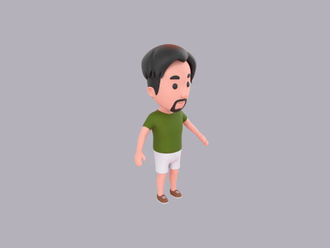 Cartoon Male Character Rigged 059 3D Model