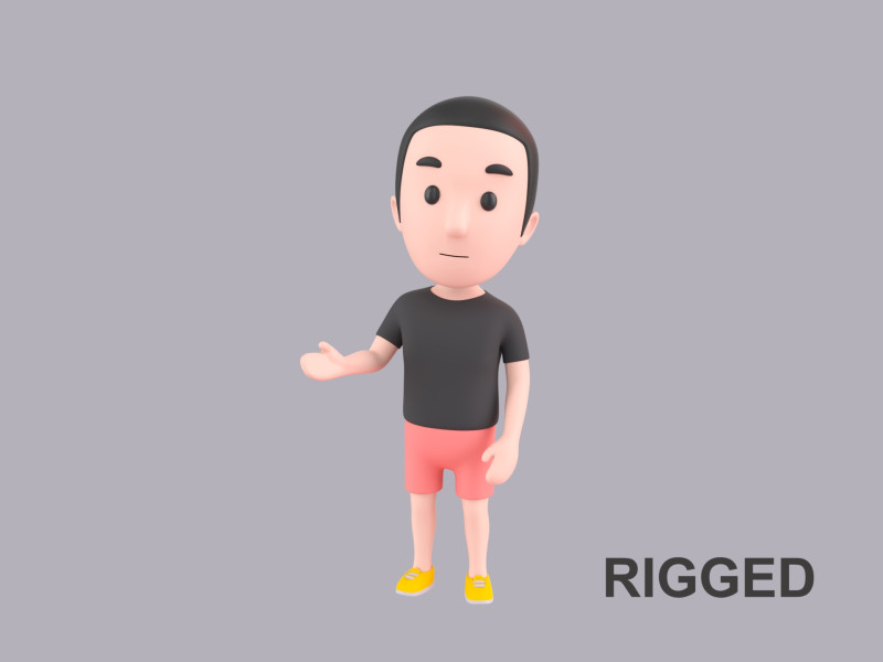 Cartoon Male Character Rigged 063 3D Model .c4d .max .obj .3ds .fbx .stl .blend 