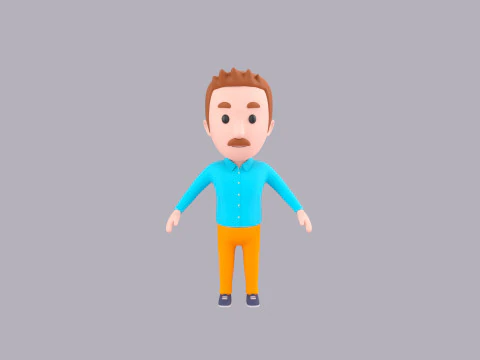 Cartoon Male Character Rigged 064 3D Model