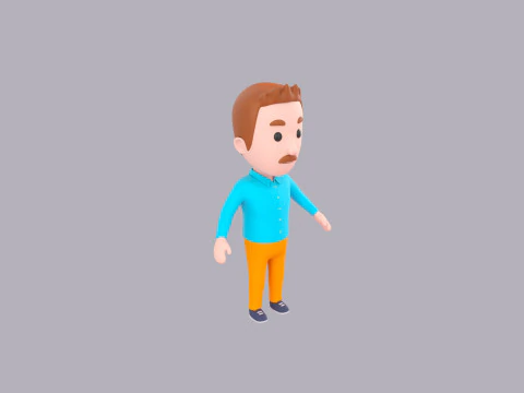 Cartoon Male Character Rigged 064 3D Model
