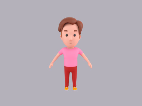 Cartoon Male Character Rigged 068 3D Model