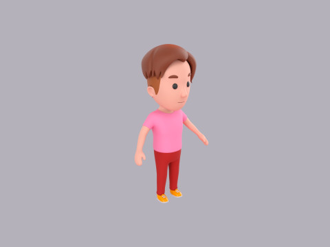 Cartoon Male Character Rigged 068 3D Model