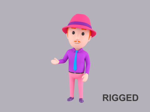 Cartoon Male Character Rigged 069 Model 3D