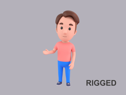 Cartoon Male Character Rigged 070 3D 모델