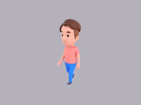 Cartoon Male Character Rigged 070 3D Model