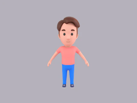 Cartoon Male Character Rigged 070 3D Model