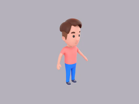 Cartoon Male Character Rigged 070 3D Model