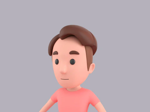 Cartoon Male Character Rigged 070 3D Model