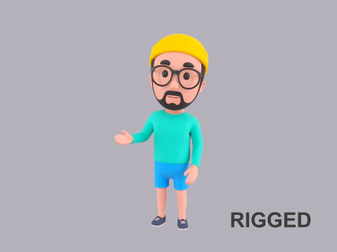 Мультяшний чоловічий персонаж підлаштований 071 3D Модель