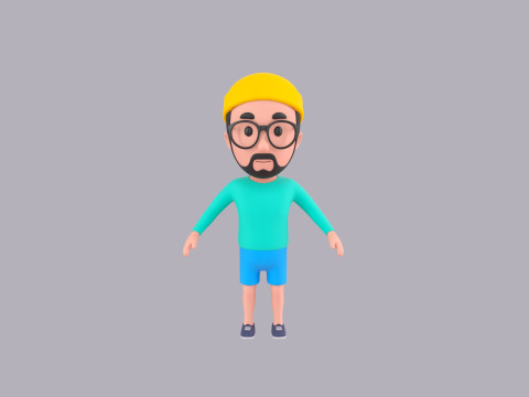 Cartoon Male Character Rigged 071 3D 모델