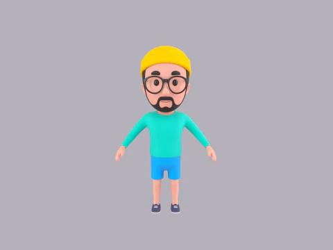 Cartoon Male Character Rigged 071 3D Model