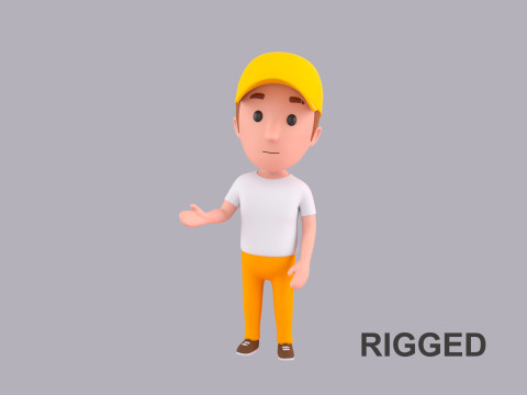 Cartoon Male Character Rigged 072 3D Model
