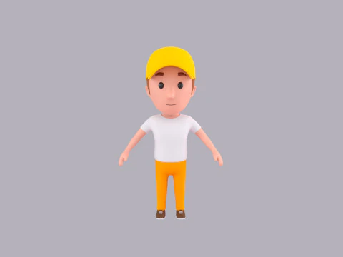 Cartoon Male Character Rigged 072 3D Model