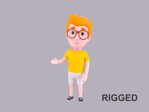 Мультяшний чоловічий персонаж підлаштований 073 3D Модель