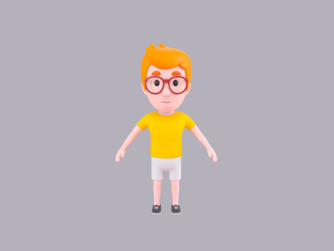 Cartoon Male Character Rigged 073 3D Model