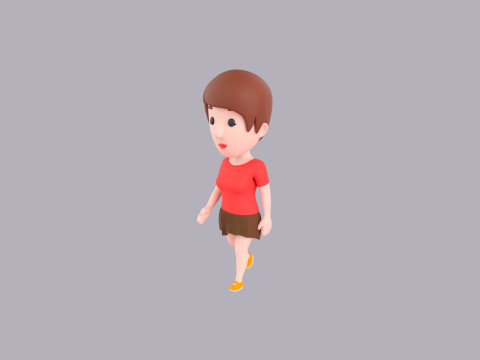 Cartoon Female Character Rigged 076 3D 模型