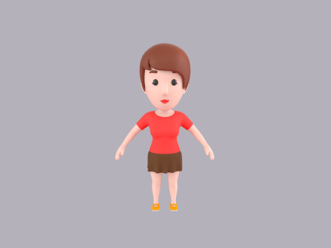 Cartoon Female Character Rigged 076 3D 模型