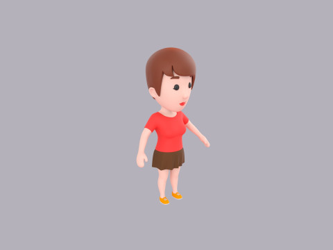 Cartoon Female Character Rigged 076 3D 模型