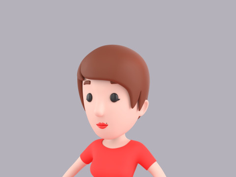 Cartoon Female Character Rigged 076 3D 模型