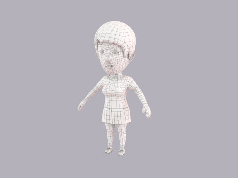 Cartoon Female Character Rigged 076 3D 模型