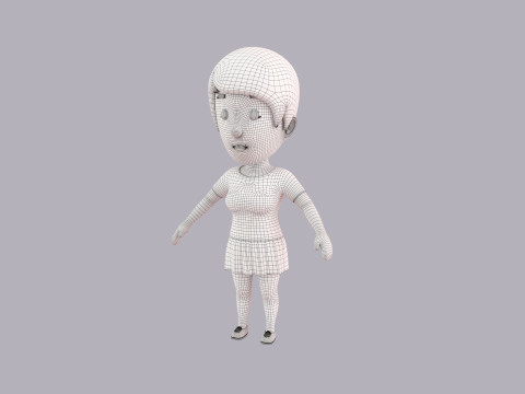 Cartoon Female Character Rigged 076 3D 模型