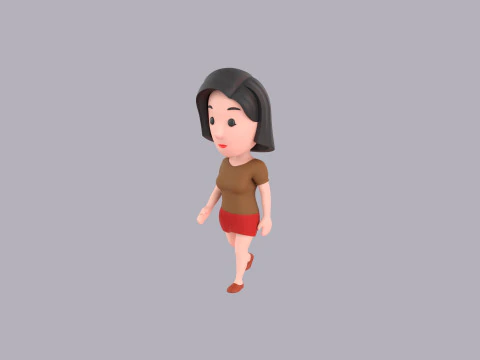 Cartoon Female Character Rigged 077 3D Model