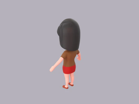Cartoon Female Character Rigged 077 3D Model