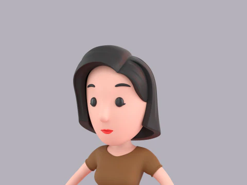 Cartoon Female Character Rigged 077 3D Model
